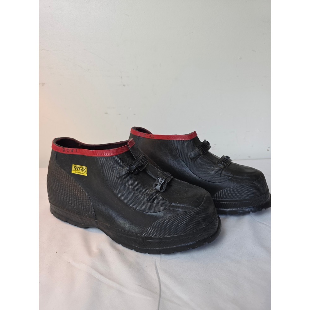 Ranger by Honeywell Mens 2 Buckle Rubber Overshoes Black Red 9041 Size 8